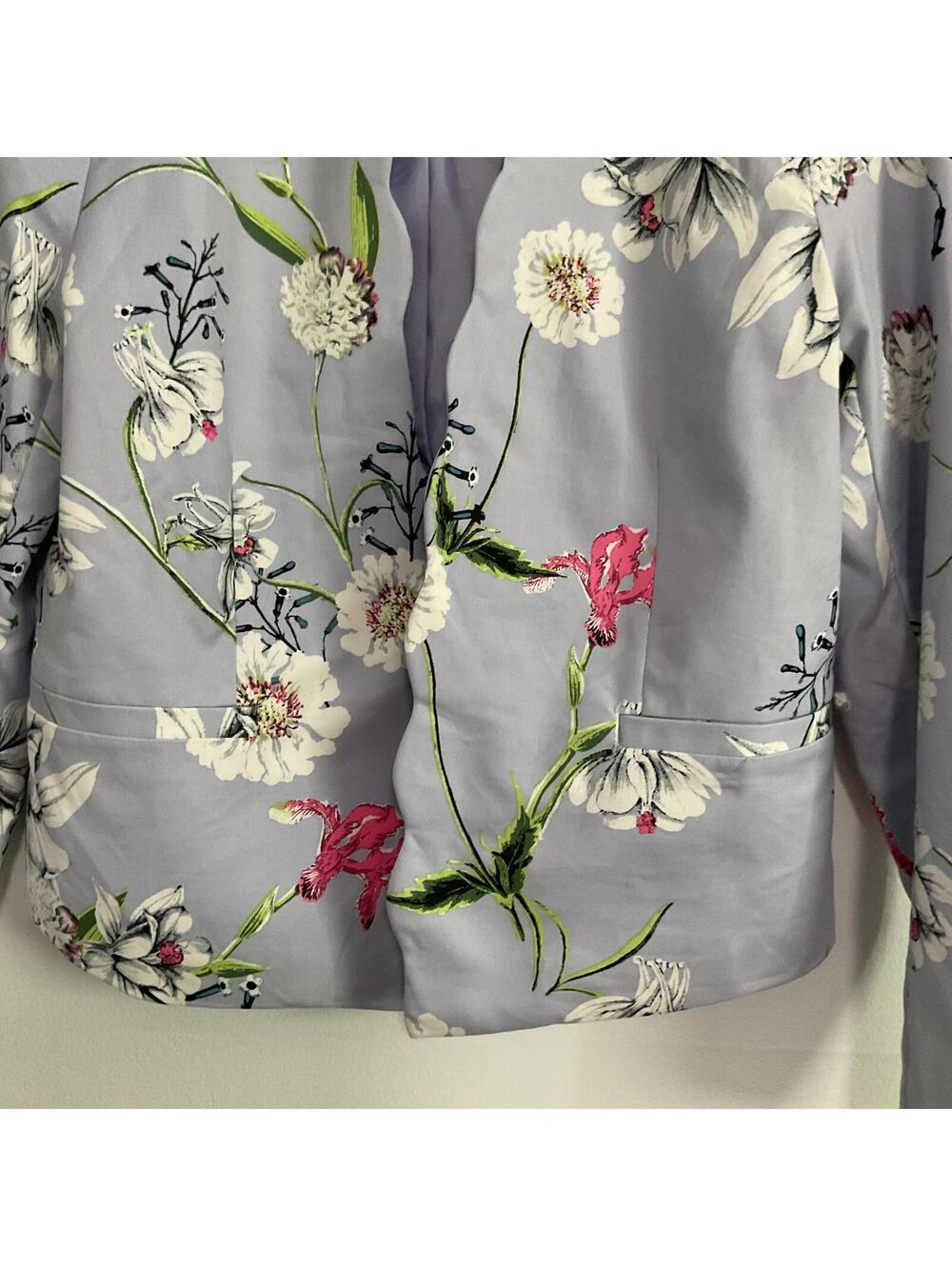 Simply Styled Lavender Floral Scalloped Open Front Blazer jacket lilac  L - Picture 5 of 8